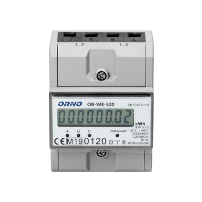 3-fazowy licznik energii elektrycznej, 80A, MID, 3 moduły, DIN TH-35mm OR-WE-520 ORNO (OR-WE-520)